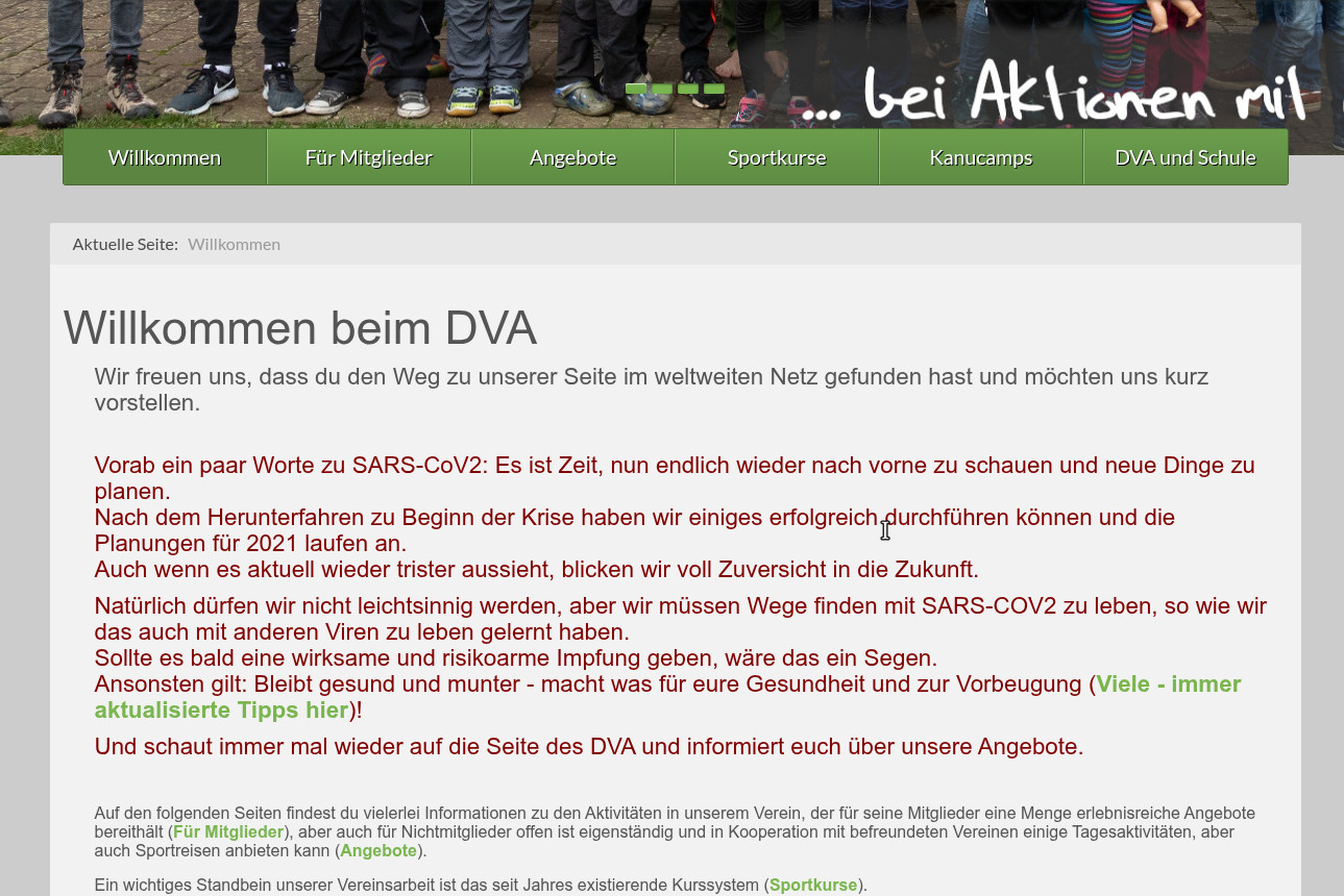 Zum Vergrößern anklicken! DVA-Homepage 2020