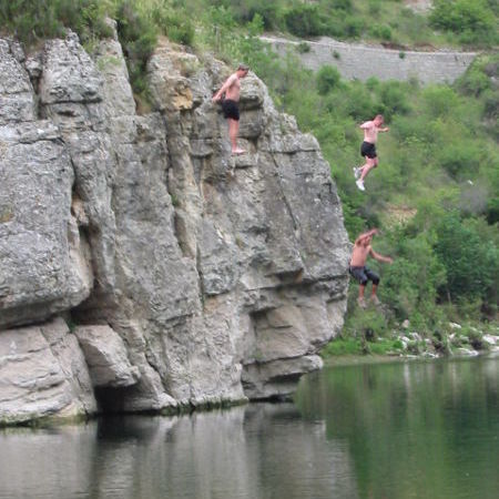 Abseilstelle im Parc d'aventure