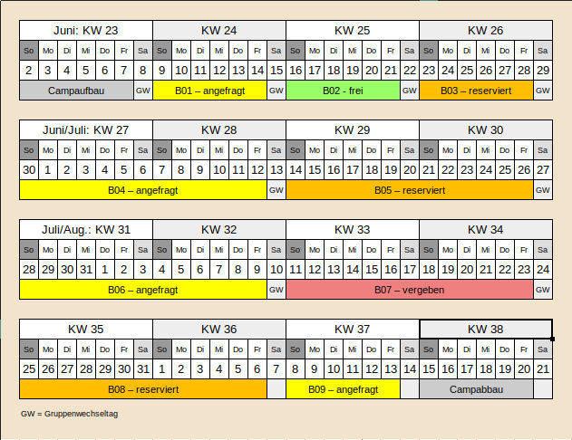 Belegungsplan 2023